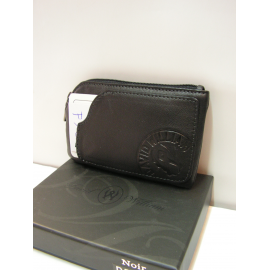 Porte monnaie en cuir noir"Patrick Blanc"