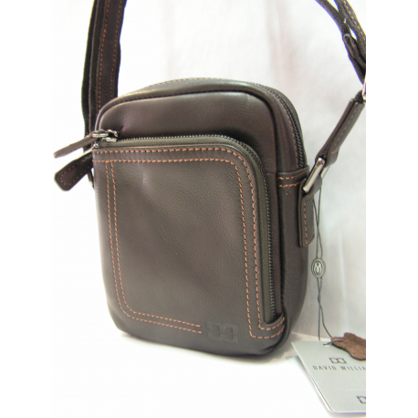 Sacoche en cuir noir "David William"