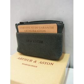 Porte monnaie en cuir noir"Arthur&Aston"