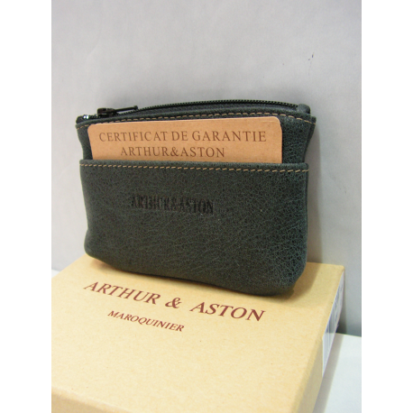 Petit portefeuille en cuir noir"Arthur&Aston"