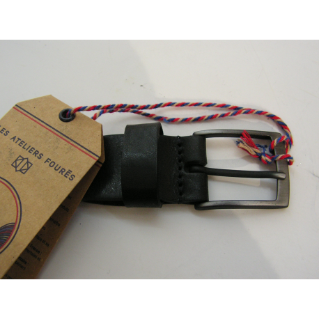 Ceinture en cuir noir "J.L.Foures"