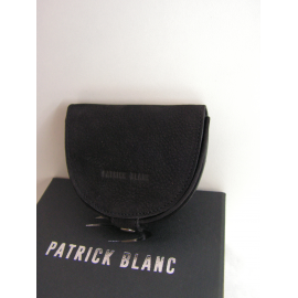 Porte monnaie plat en cuir noir "Patrick Blanc"