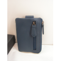 Porte monnaie et porte carte en cuir bleu"Adapell"