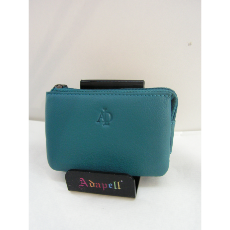 Porte monnaie en cuir bleu"Adapell"