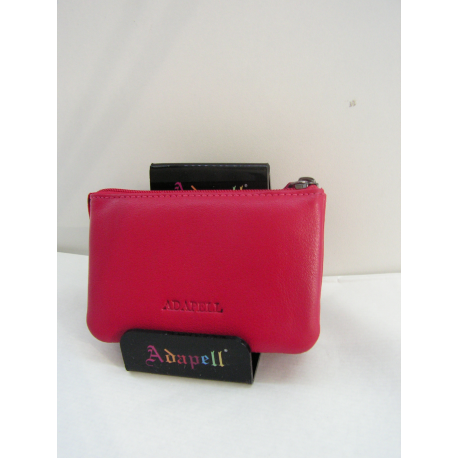 Porte monnaie en cuir rose"Adapell"
