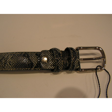 Ceinture en cuir façon python noir finition or "Manna"
