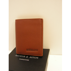 Petit portefeuille simple en cuir cognac"Arthur&Aston"