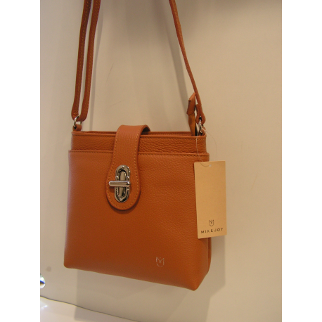 Sac porté travers en cuir camel"Mia & Joy"
