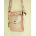 Pochette en synthétique métallisée vieux rose "Mandoline"