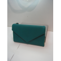 Grand portefeuille en cuir turquoise et taupe "Adapell"