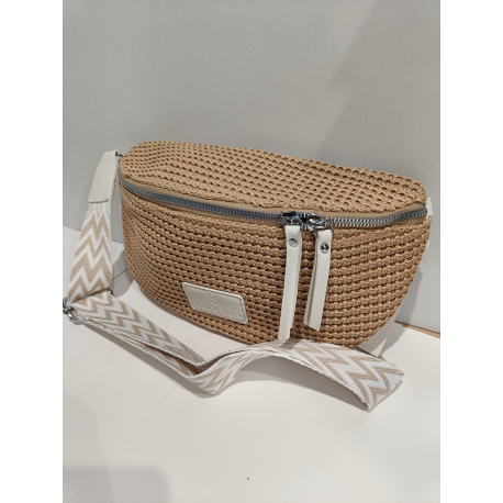 Sac banane en synthétique naturel finition argenté "Mia Joy"