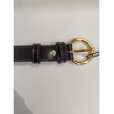 Ceinture en cuir noir boucle dorée "Manna "