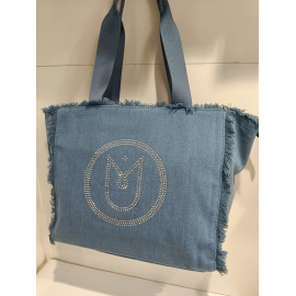 Grand sac en toile noir et beige "Mia et Joy"