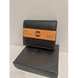 Porte monnaie en cuir noir "David William"