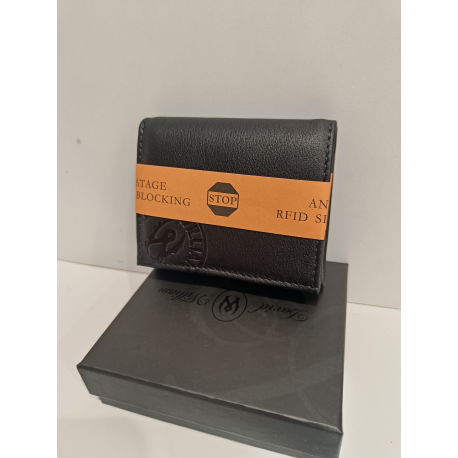 Porte monnaie en cuir noir "David William"
