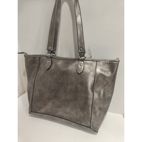 Sac en synthétique gris métallisé "Mocca"