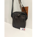 Sacoche en cuir noir "Les ateliers Foures"