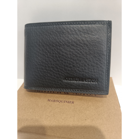 Petit portefeuille en cuir noir "Arthur&Aston"