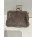 Porte monnaie en cuir à fermoir taupe"Forest"
