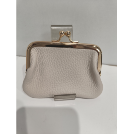 Porte monnaie en cuir à fermoir taupe"Forest"