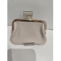 Porte monnaie en cuir à fermoir beige"Forest"