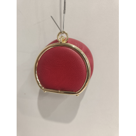 Porte monnaie rond en cuir rouge "Marais"