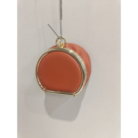 Porte monnaie rond en cuir rouge "Marais"