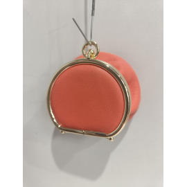 Porte monnaie rond en cuir orange "Marais"