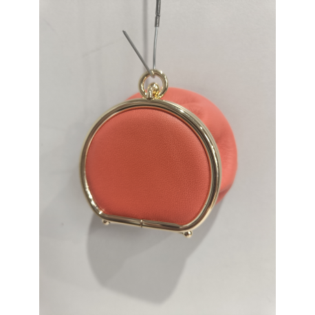 Porte monnaie rond en cuir camel "Marais"