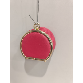 Porte monnaie rond en cuir rose "Marais"