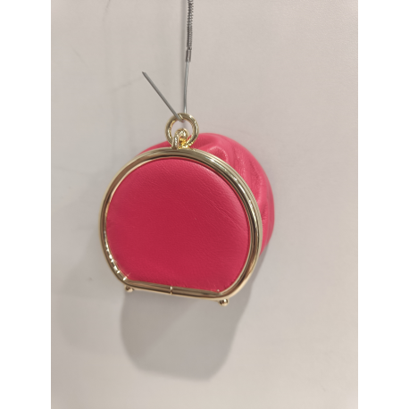 Porte monnaie rond en cuir orange "Marais"
