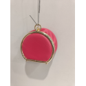 Porte monnaie rond en cuir rose "Marais"