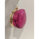 Porte monnaie rond en cuir rose "Marais"