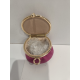 Porte monnaie rond en cuir rose "Marais"