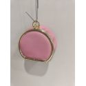 Porte monnaie rond en cuir rose clair "Marais"
