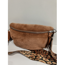 Sac banane kaki en synthétique fourrure  "Mia Joy"