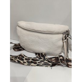 Sac banane beige en synthétique fourrure  "Mia Joy"