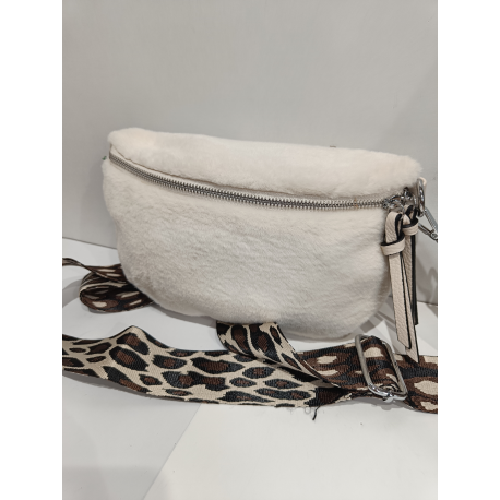 Sac banane beige en synthétique fourrure  "Mia Joy"