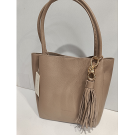 Sac porté épaule en cuir gris métalisée "Francinel "