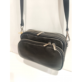 Sac porté travers en cuir noir "Francinel "