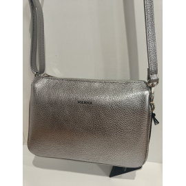 Sac porté travers en cuir gris "Manna"