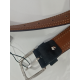 Ceinture en cuir noir finition camel"Manna"