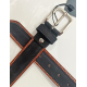 Ceinture en cuir noir finition camel"Manna"