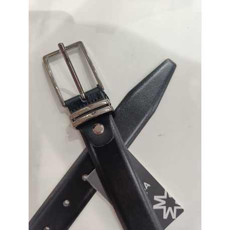 Ceinture en cuir noir et marron "Manna"
