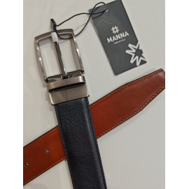 Ceinture en cuir noir réversible camel"Manna"