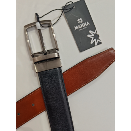 Ceinture en cuir noir réversible camel"Manna"