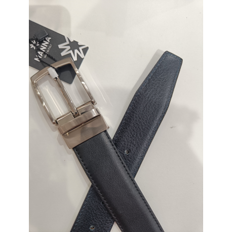 Ceinture en cuir noir réversible camel"Manna"