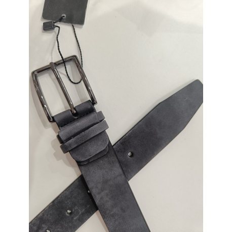 Ceinture en cuir noir et gris "Manna"