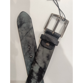 Ceinture en cuir noir et gris "Manna"