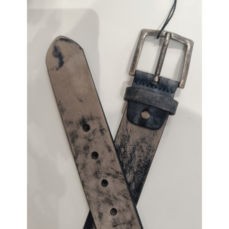 Ceinture en cuir marine et gris "Manna"